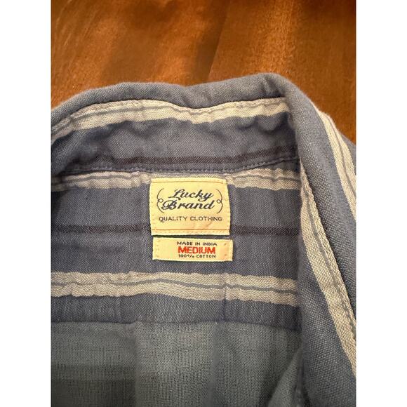 Lucky Brand Men's Blue Stripe Casual Long Sleeve Button Down Shirt Size Medium - Picture 3 of 9